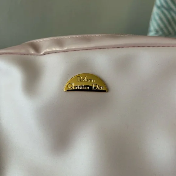 Dior Pink and White Cosmetic Bag with Gold Accent - Picture 2 of 4